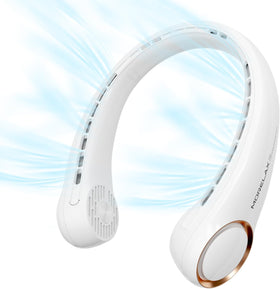 Ventilador De Cuello Portátil Recargable USB, 3 Velocidades Ajustables/Súper Silencioso/Sin Hojas, Diseño 360° Para Viajes, Deporte, Oficina Y Hogar (Blanco)